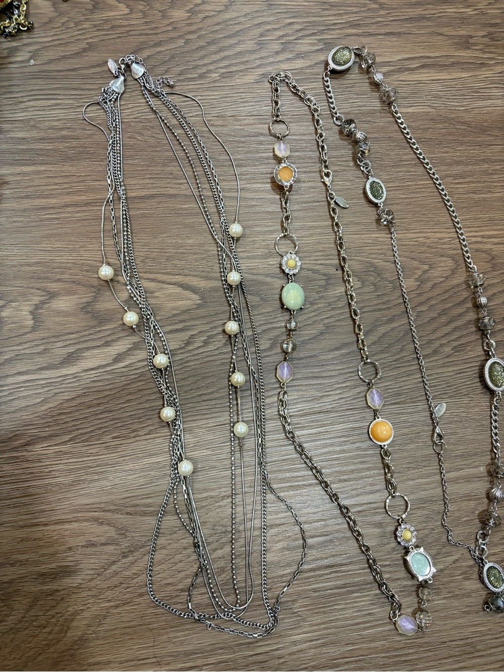Ann Taylor Necklace Lot Women OS Silver Pearl Multi-Strand Good Layered Beaded